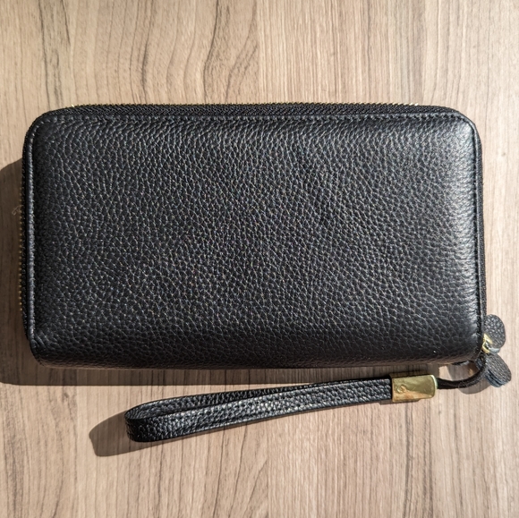 Black Leather RFID Large Long Double Wallet - Picture 2 of 4